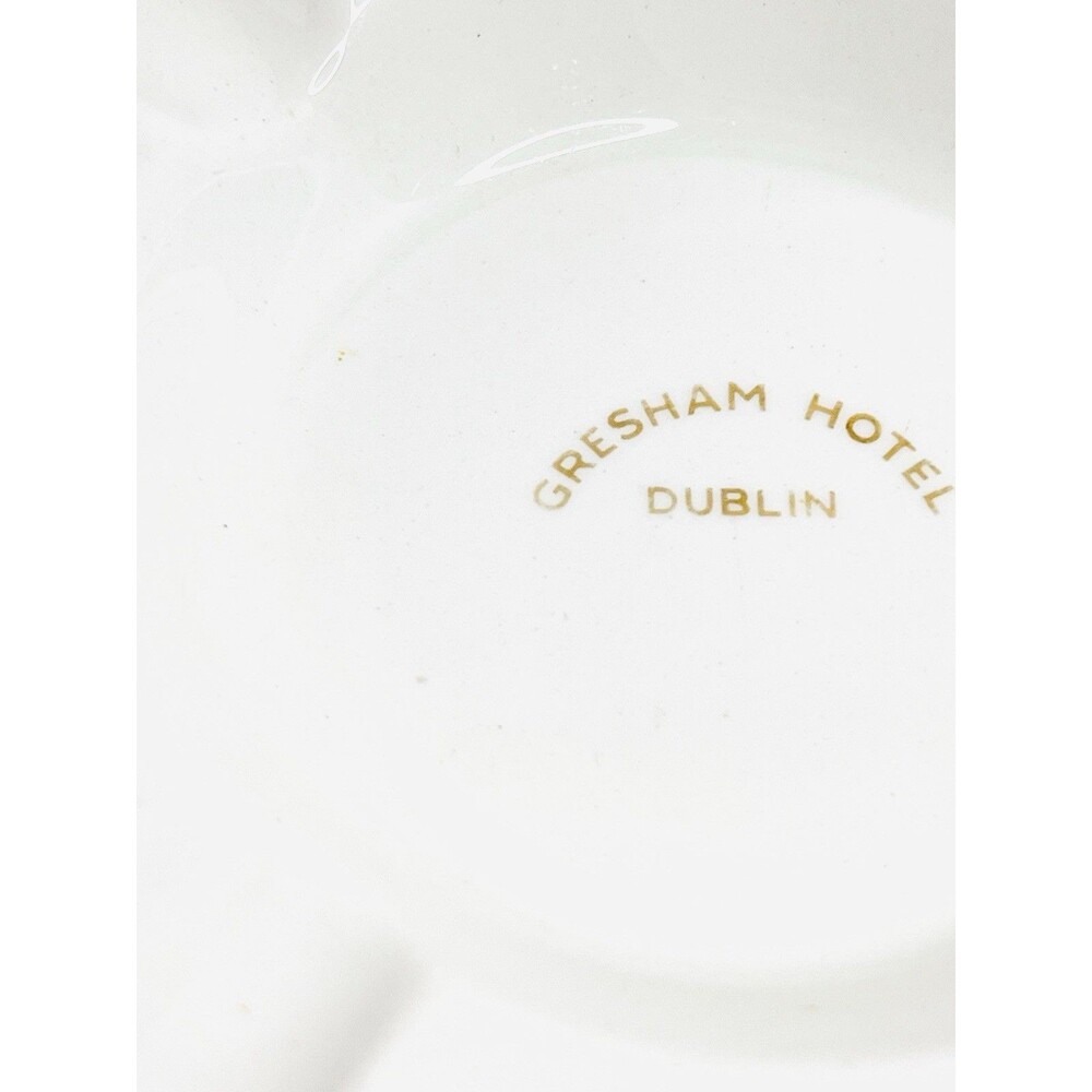 Arklow Ireland Gresham Hotel Dublin Ashtray White Gold Vintage Porcelain - Picture 5 of 14